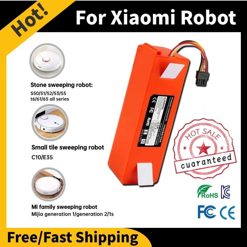 

14.4V Battery for Xiaomi Robot Roborock S50 S51 S55 Accessory Spare BRR-2P4S-5200S Robotic Vacuum Cleaner Replacement Battery