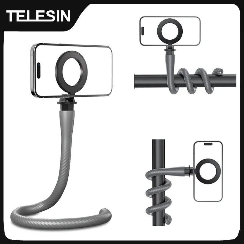 TELESIN Magnetic Flexible Phone Mount Clamp Stand Phone Holder for iPhone 16 15 14 13 12 11 Pro Promax HUAWEI SAMSUNG XIAOMI