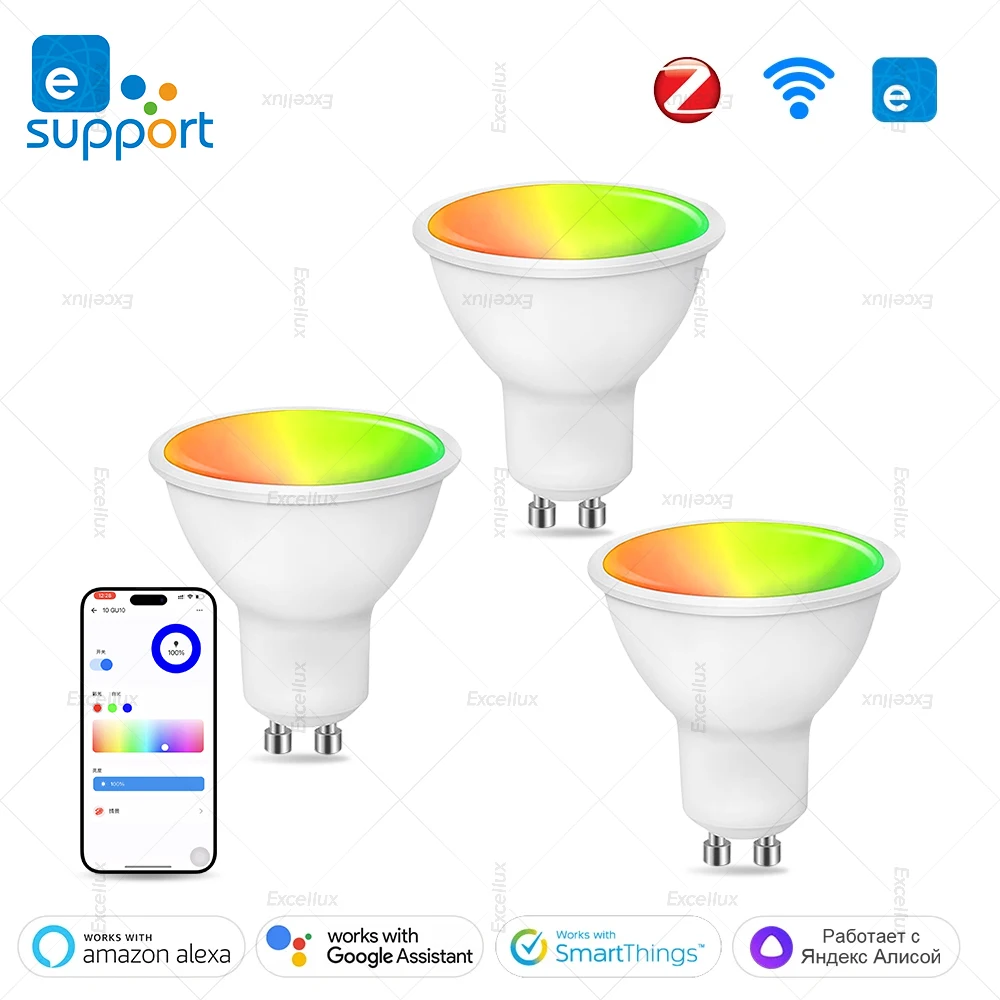 EWelink Zigbee GU10 Wifi Smart Led Bulbs RGB C+W Dimmable Lamp GU10 Led Lights 100-240V For Alexa Google Home Smartthings Alice