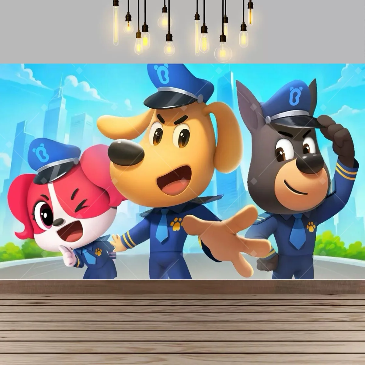 لطيف الاطفال سلامة الرسوم المتحركة لابرادور الكلب الطرف الديكور خلفية شريف الكلب موضوع حفلة عيد ميلاد لوازم الديكور راية