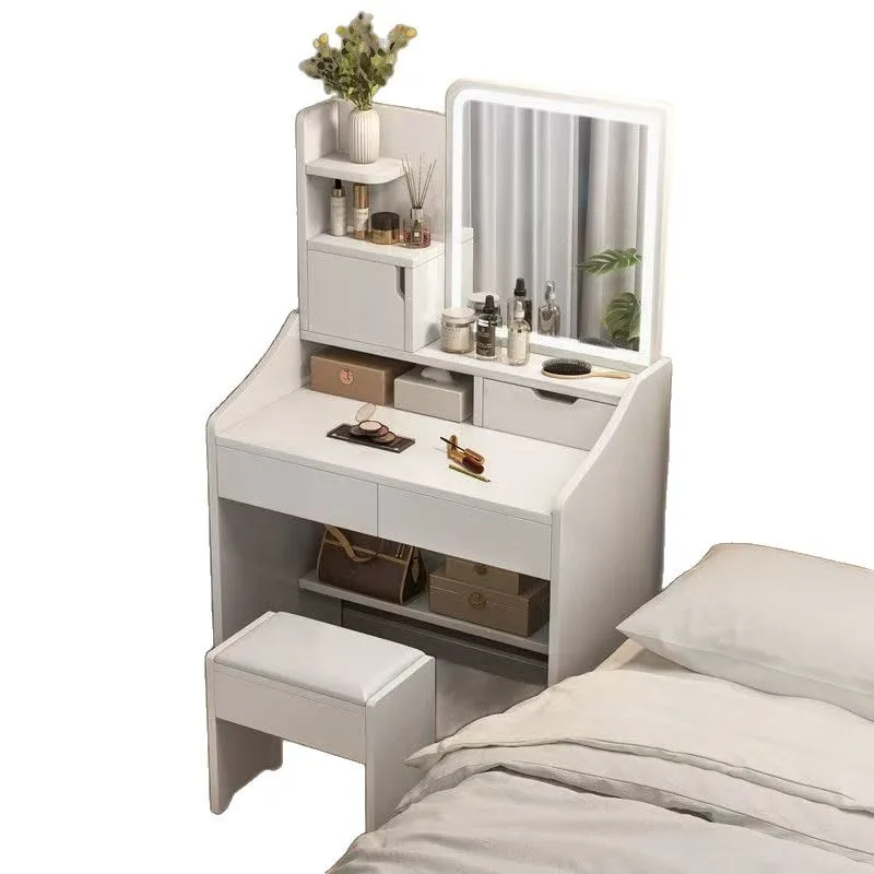 

Modern simple dresser bedroom with mirror small apartment storage makeup table with lamp stool combination table