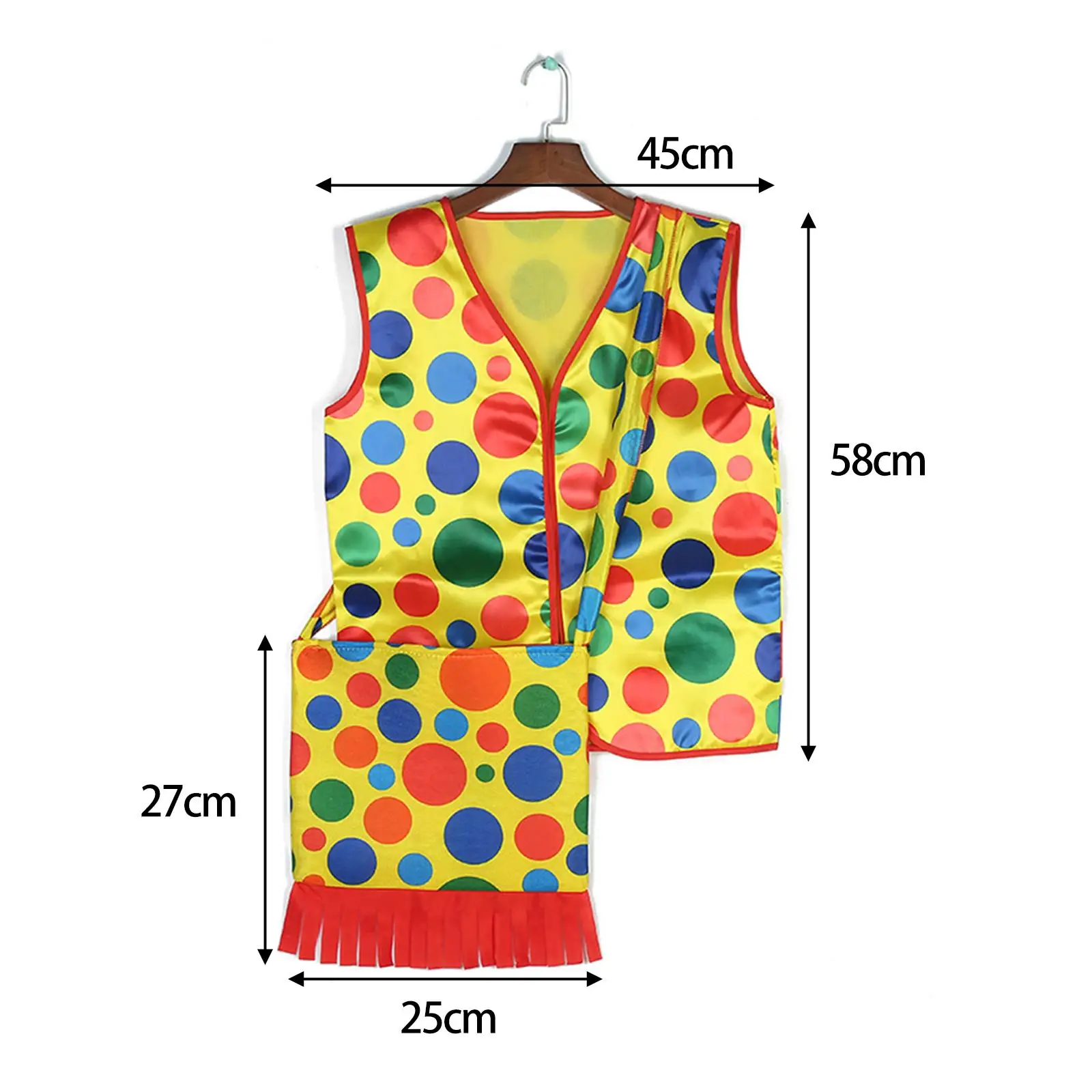 Clown Vest for Adult Novelty Clown Suit Clown Bag Waistcoat for Carnival Stage Performance Role Play Halloween Party Props