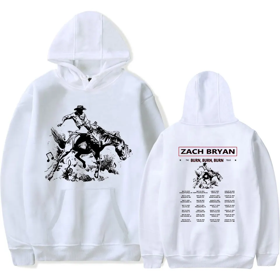 Zach Bryan-Burn Burn Tour Album Hoodies, pulôveres estampados estilo casual, moletom streetwear, cantor