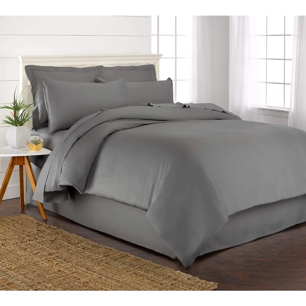 

King Duvet Cover 3 Piece Set, Genuine 100% Organic Viscose Derived from Bamboo, Luxuriously Soft and Cooling, Includes 2