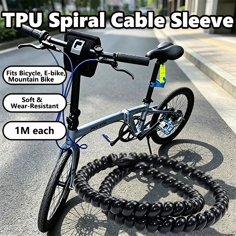 1/2/5M TPU Spiral Wrap Protective Sleeve For E‑Bike Brake Wire Cables Bicycle Harness Line Cover Portable Cable Organizer