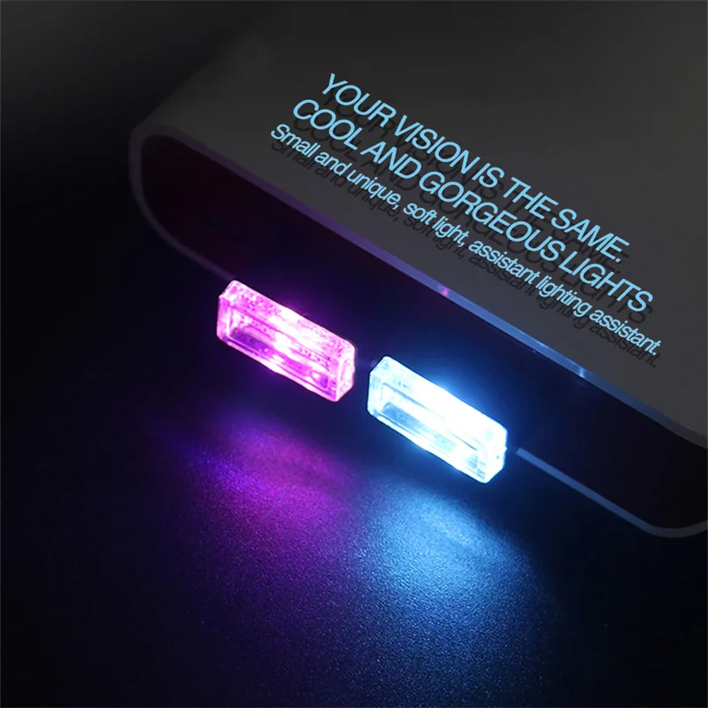 1Pc Mini USB LED Car Atmosphere Lights Car Decorative Lamp Emergency Lighting Universal PC Portable Plug and Play Car Light