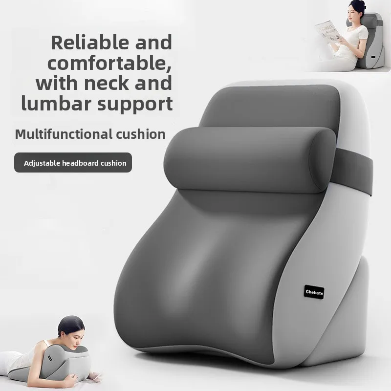 Image of Lesekissen für das Sitzen im Bett, ergonomisches Keilkissen mit XL-Seitentaschen, abnehmbarer Bezug, leichtgewichtig, für Arbeit und Stillen