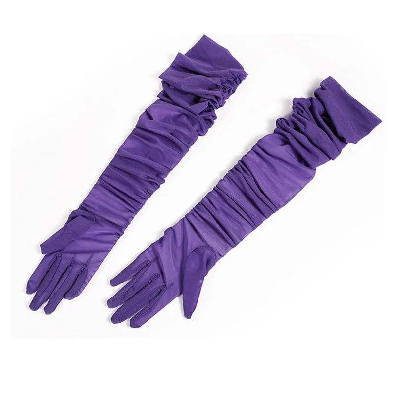 女性のセクシーな固体透明弾性メッシュチュール 70 センチメートルエクストラロング手袋オペラハロウィンコスチュームコスプレパーティーダンス手袋