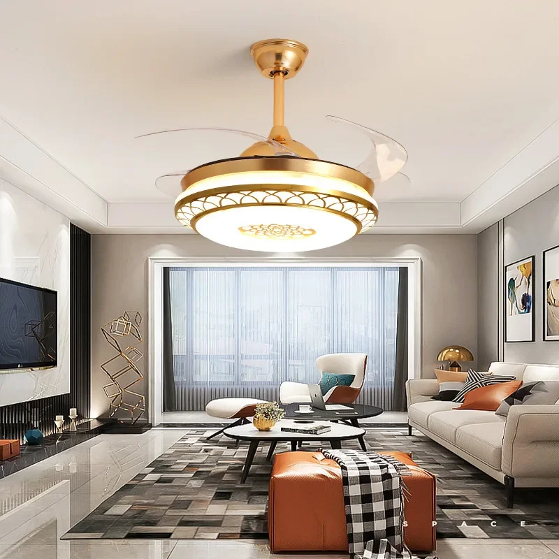 Frequency Conversion Ceiling Fan Lights Invisible Led Fan Light Living Room Bedroom Dining Room Ceiling Fan-Style Ceiling Lamp