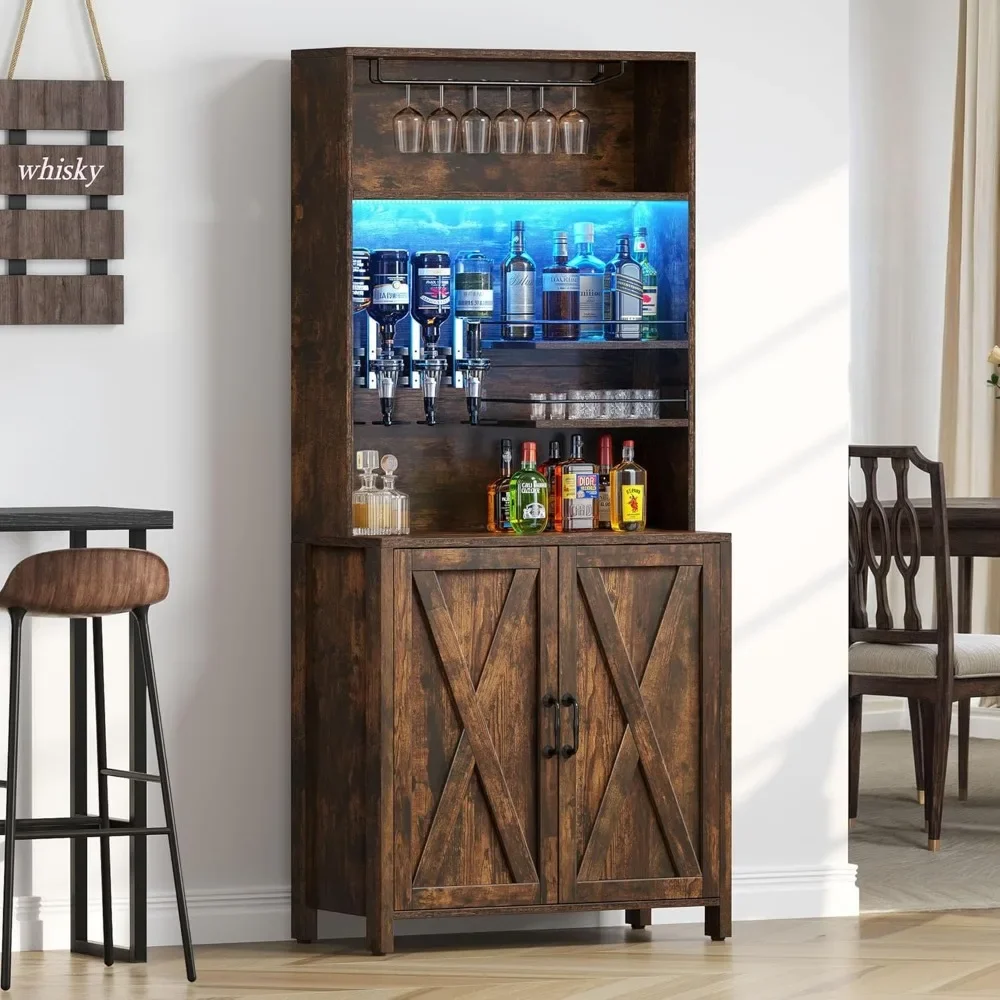 Farmhouse Bar Cabinet with LED Lights - 71