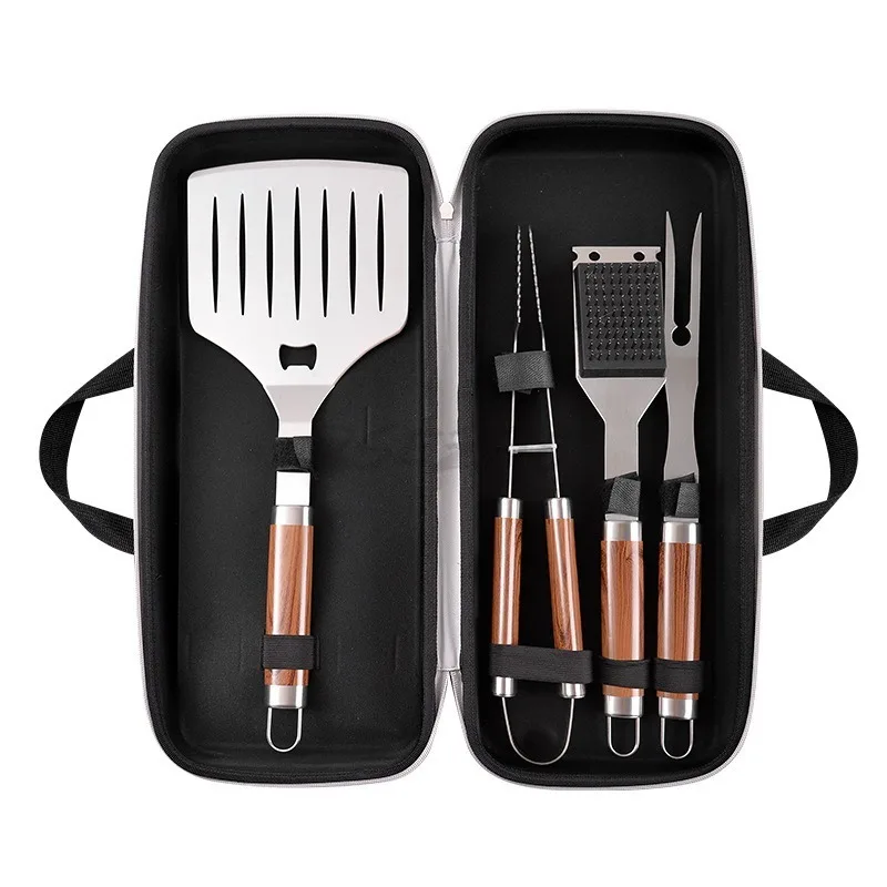 

4 шт./компл. набор инструментов для барбекю из нержавеющей стали, уличный комбинированный гриль, многофункциональный барбекю, аксессуары для кемпинга, барбекю