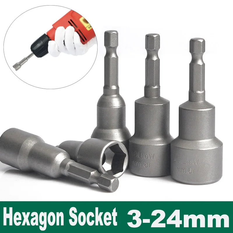 

Industrial Grade Magnetic Hex Socket Sleeve (3-24mm) - Impact-Ready Nut Driver for Drill/Screwdriver Adapter | High Durability