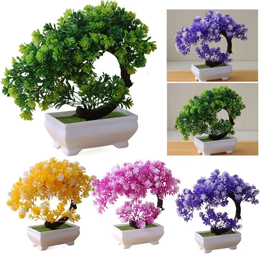 Artificial Plants Bonsai Small Tree Simulation Plants Fake Flowers Table Potted Ornaments Home Decoration Hotel Garden Decor