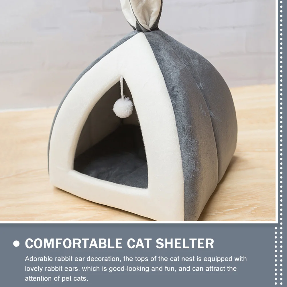 

Rabbit Nest Semi-enclosed Cat Bed Cave-style Small Animal Cozy Pp Cotton Pet Beds for Cats Rest