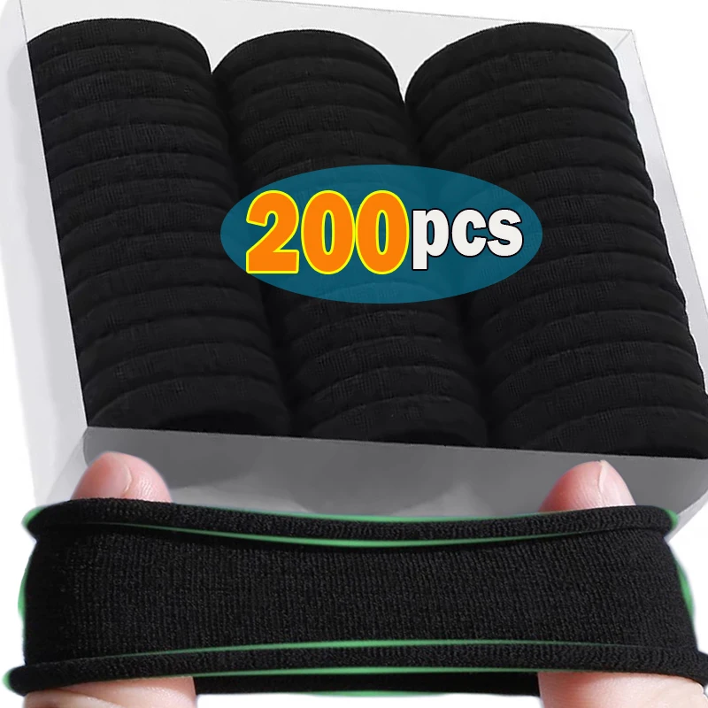 

200pcs High Elastic Black Cloth Hair Bands for Women Girls Hairband Rubber Band Hair Ties Ponytail Holder Scrunchies Accessories