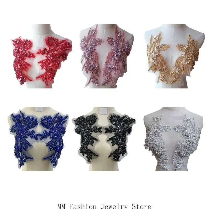 

D0UB Jeweled Rhinestones Artistic Applique for Clothes Hat Sewing Patches DIY Scarf Wedding Dress Decors Accessories