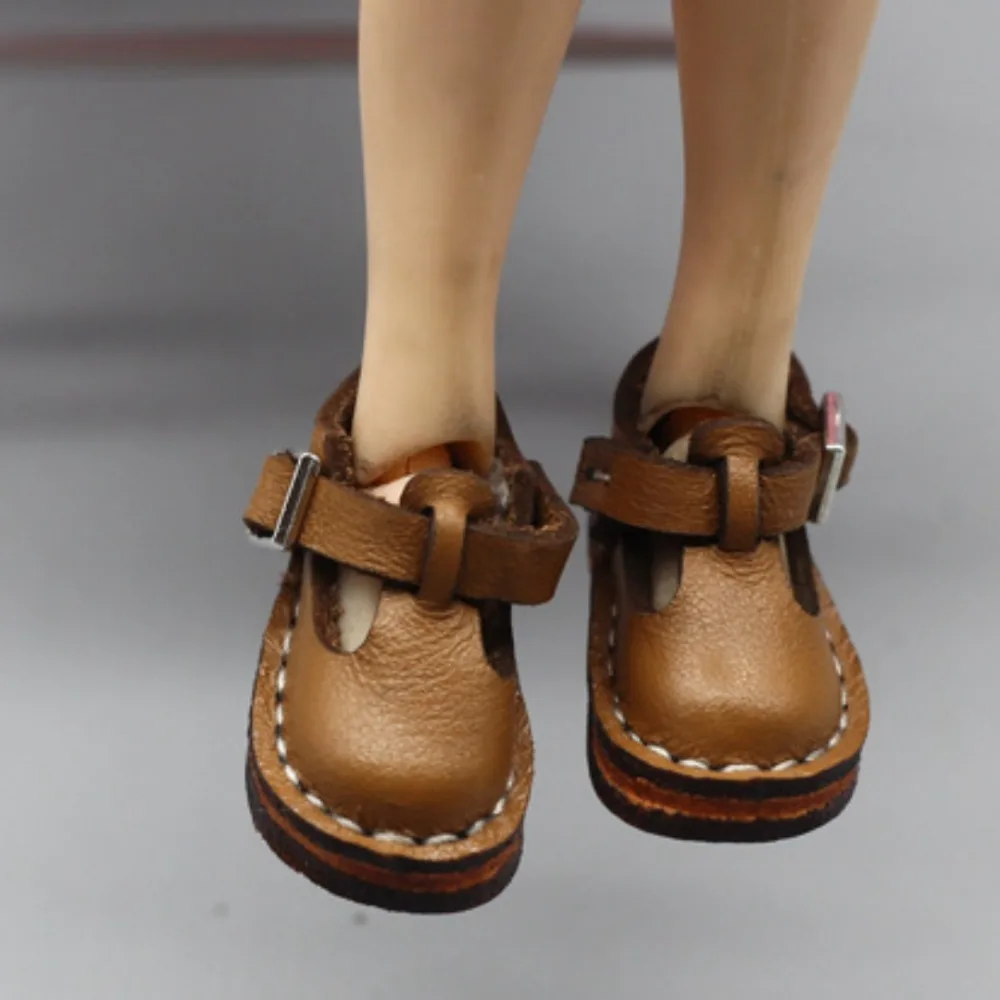 

1 пара однотонных кукольных туфель Obitsu 22/24/26 Mini GSC 1/6 Bjd, кожаные туфли для кукол, кожаные сандалии, милые туфли для куклы Blythe