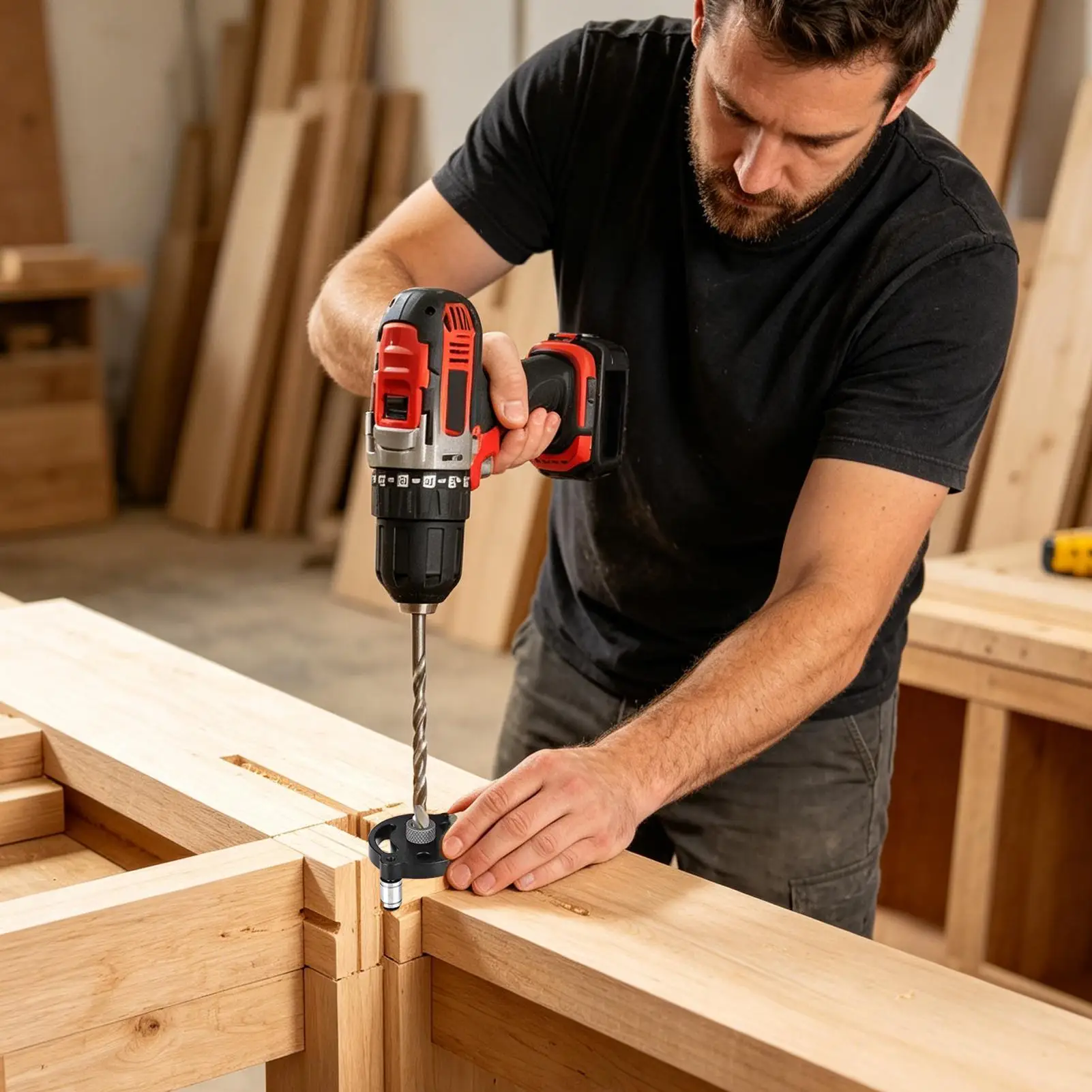 

Self Centering Dowel Jig Woodworking Adjustable Drill Guide Handheld Hole Locator Tool For Woodworkers Remodelers Contractors