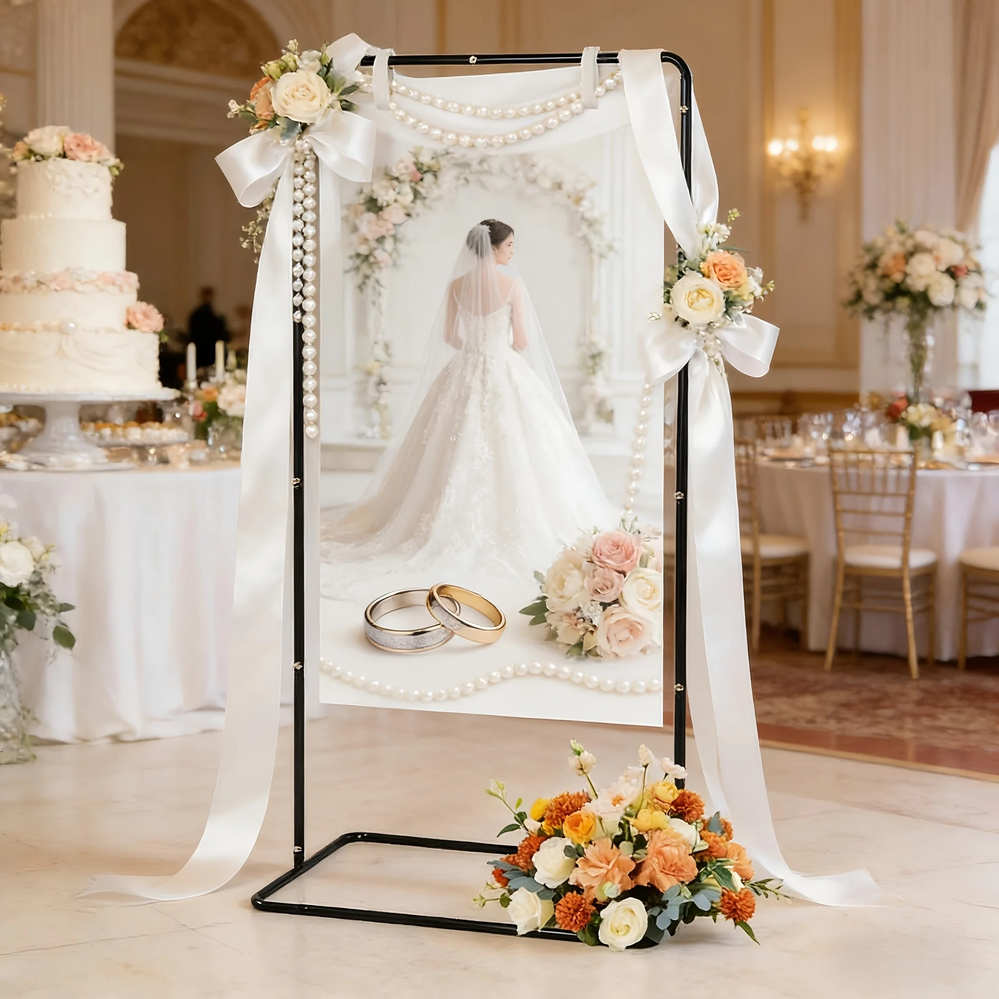 

1pc Metal Black Display Stand, Functioning As A Support for A Wedding Welcome Sign Arch, Advertising Stand, Poster Holder, And S