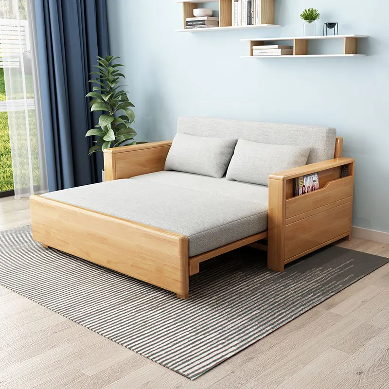 LH solid wood sofa bed dual-purpose multi-functional foldable small apartment to stay in the study