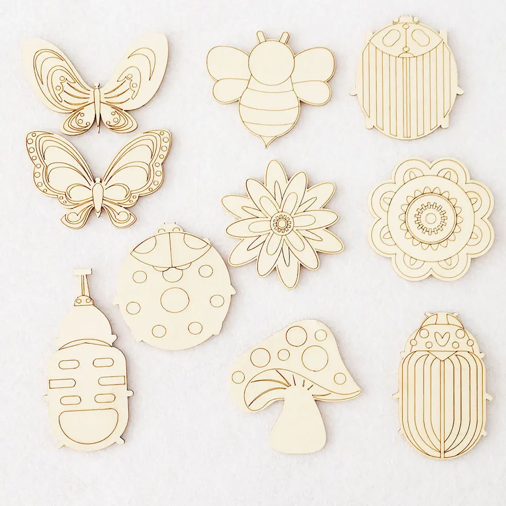 Juego de 60 recortes láser de madera, rodajas sin terminar para manualidades Diy, suministros para manualidades, astillas de madera en blanco, recortes de madera de Graffiti, manualidades Diy