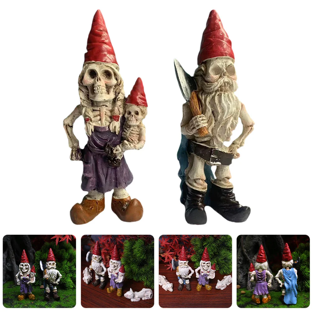 

2Pcs Halloween Gnome Resin Statue Bonsai Decoration Fine Details Unique Festive Indoor Outdoor Decor Gnome