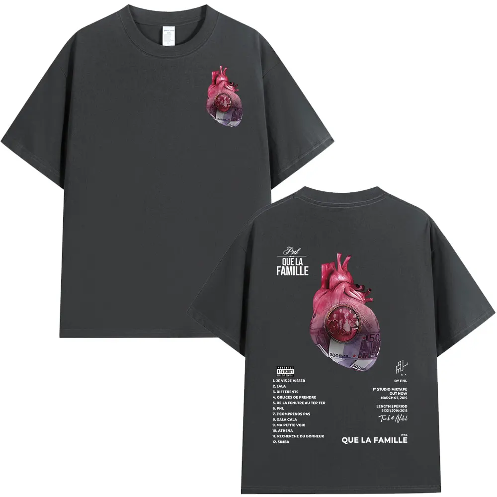 French Rapper PNL Que La Famille Le Monde Chico Album T-shirt Men Women Hip Hop Fashion Cotton Short Sleeve T-shirts Streetwear view 6