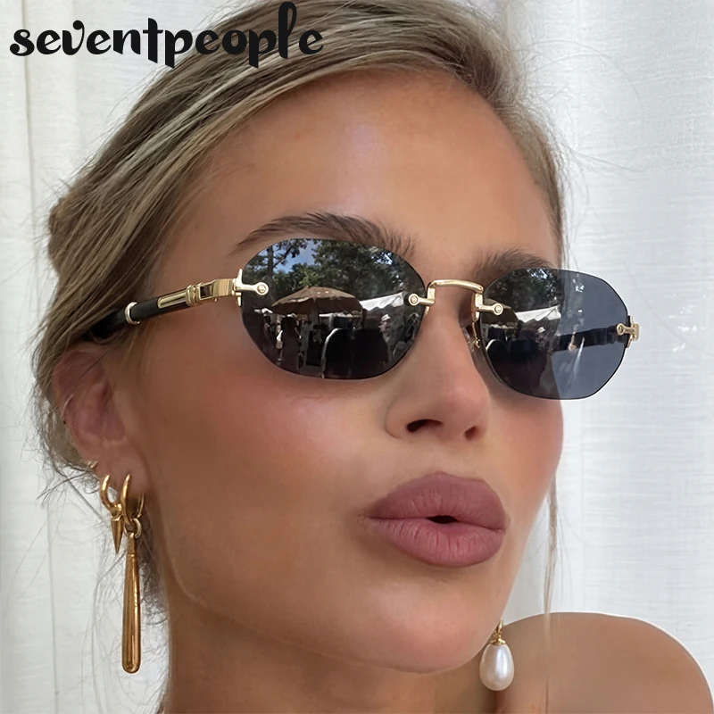 

Vintage Small Square Rimless Sunglasses Women 2026 Luxury Brand Trendy Polygon Travelling Sun Glasses For Ladies Outdoor Shades