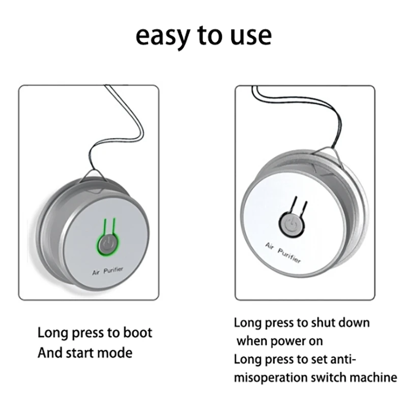 Purificador de aire Personal y portátil, minipurificador de 130 millones de iones negativos, batería de 230Mah, para colgar en el cuello, para coche