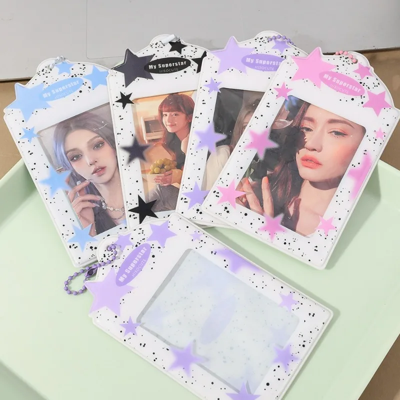 1/4PCS INS Star Acrylic Photocard Holder Protector Kpop Idols Photo Card Sleeves Toploaders DIY Star Polaroid Protective Storage