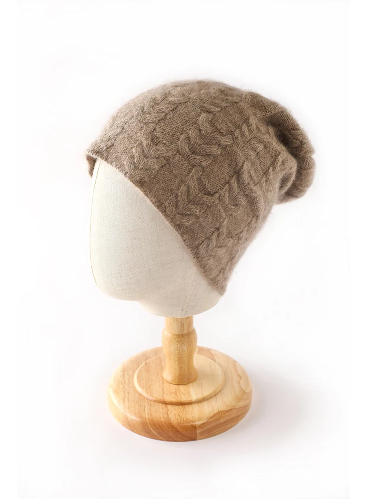 Cappelli 100% Cashmere di alta qualità per le donne inverno spesso morbido caldo Casual lavorato a maglia Twist Flower stile Vintage Designer di