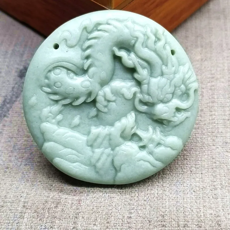 

Natural Light Green Hand-carved Dragon Pendant Fashion Boutique Jewelry Men and Women Jade Zodiac Necklace Pendant Jewelry