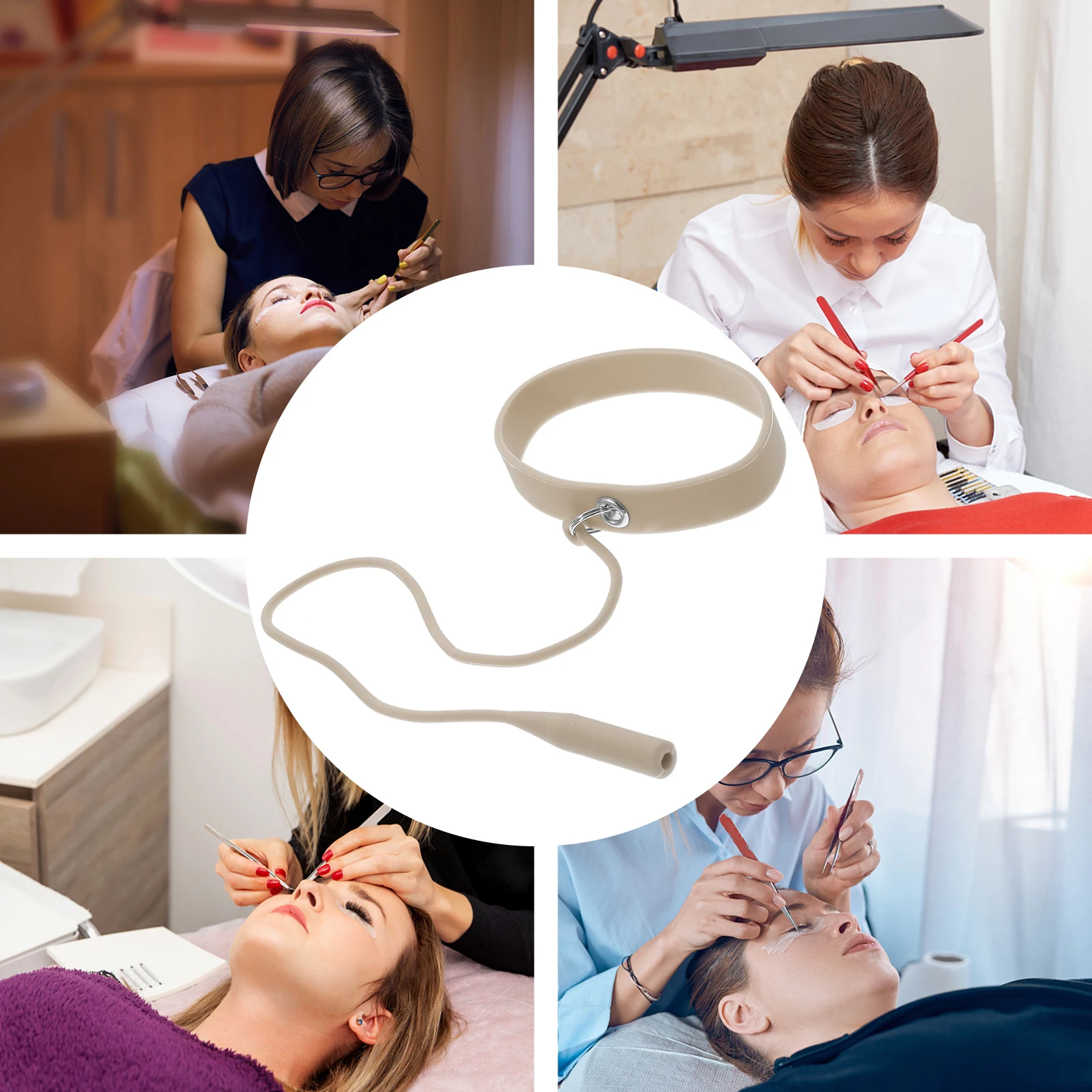 Polsino porta pinzetta per ciglia in silicone premium, finitura liscia, flessibile, adatto per tutti i tipi di mani, assistente per il trucco