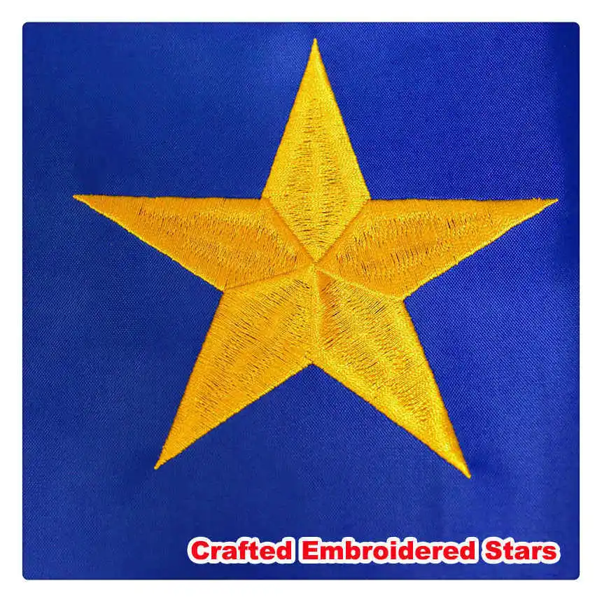 Embroidered European Union Flag Stitched EU Banner 90x150cm Waterproof Durable Oxford Fabric Brass Grommets For Home Garden