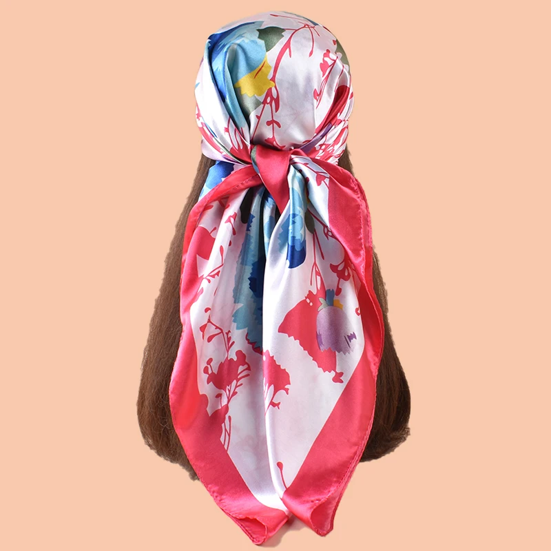 1PC Women's Summer Beach Accessory Fashion Satin Square Scarf 90*90inch Multi-use Headscarf Party Use Versatile Hair Towel