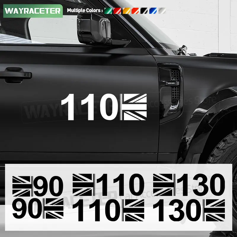 2 Pcs Union Jack Sticker Door Side Body Graphics Reflective Vinyl Decal For Land Rover Defender 90 110 130 L663 2025 Accessories