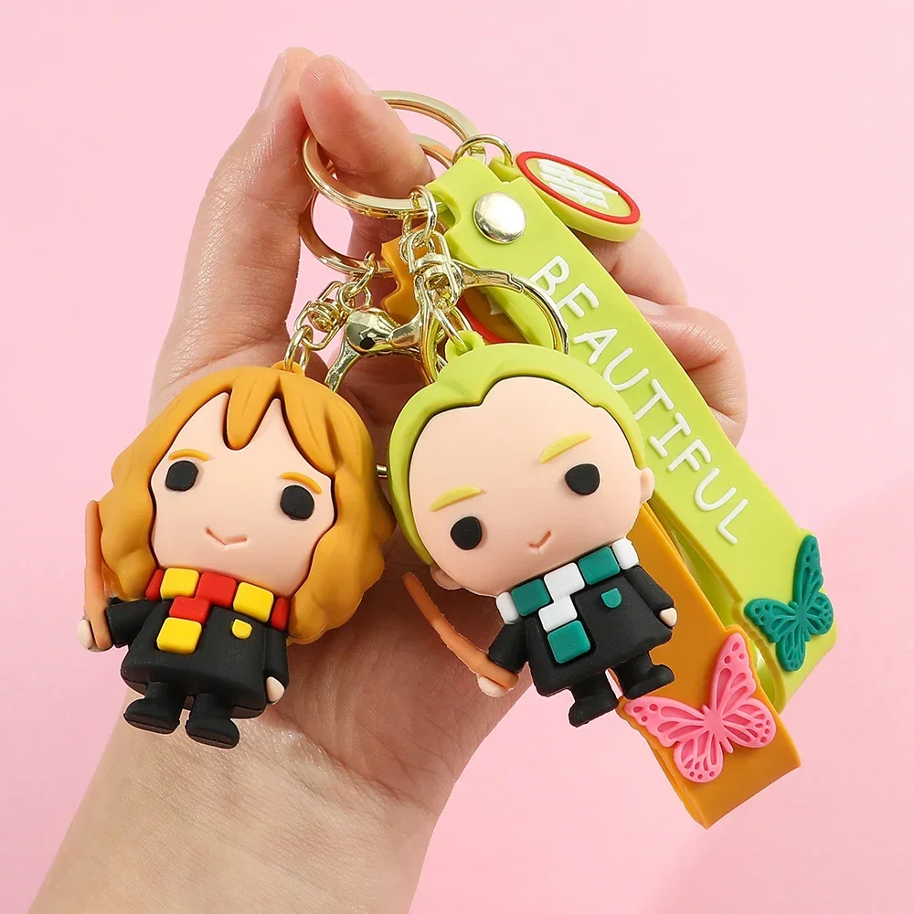 Q Version Harries Potter Keychain Cute Hermione Malfoy Character Doll Hogwarts Backpack Pendant Party Gift for Children Toys