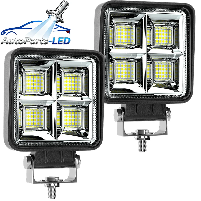 

4pcs Flood Light Auxiliary Work Light LED Bar 4" 64LED Searchlight Overhead Light Farm Fishing Road Lighting Square
