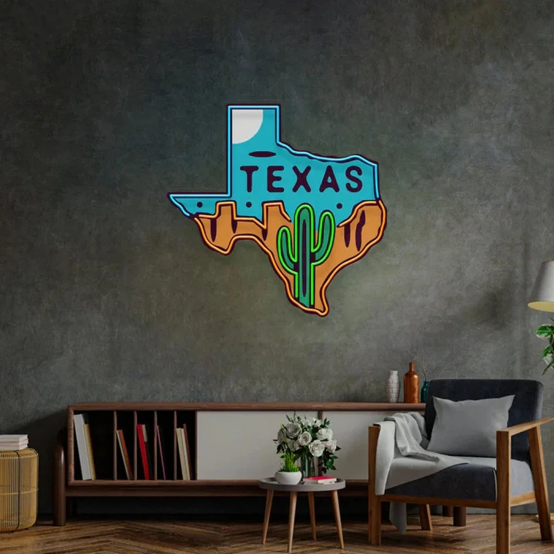 Custom Personalized Texas Map Painting Neon Led Light Sign for Couple and Abstract Neon Home Decor House Wall Hanging Art Sign G