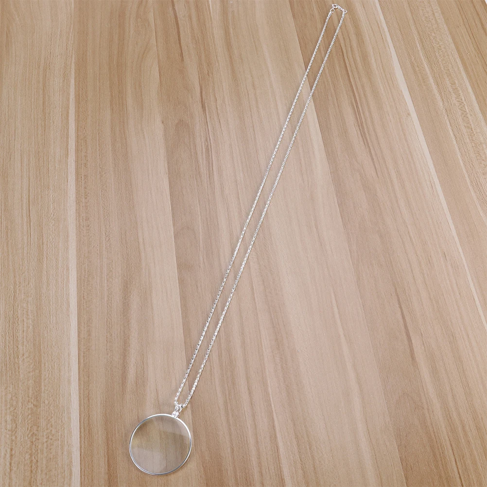 

4Pcs Magnifying Glass Necklace Pendant 5X Optical Magnifier Luxury Design Precision Reading Inspection Portable Silver