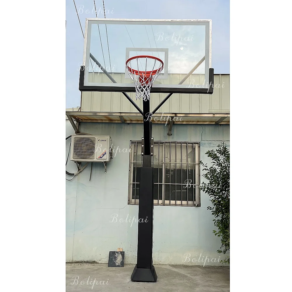 

Adjustable Height Basketball Hoop with Tempered Glass Backboard High Quality Aluminum Frame Durable Constructionpromote sales