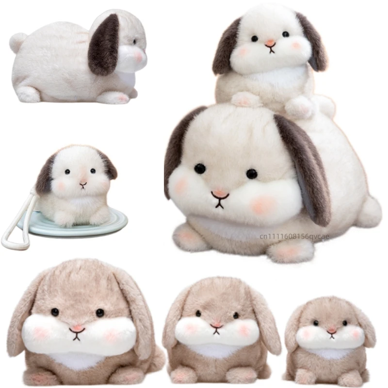 

10-35cm Cute Lying Bunny Plush Doll Pillow Cartoon Round White Brown Rabbit Animal Stuffed Toy Home Decoration Gift For Children