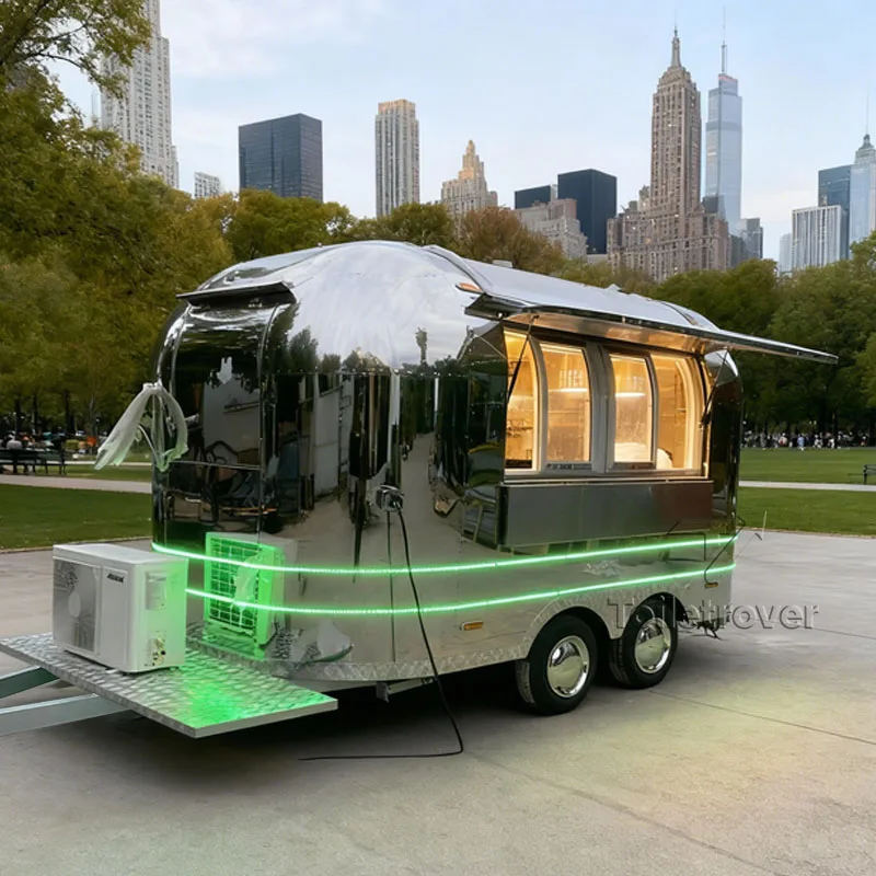 

Large Modern Food Truck Horse Trailer Pizza Hot Dog Burger Doner Kebab Fried Chicken Food Trailer with Full Kitchen Equipment