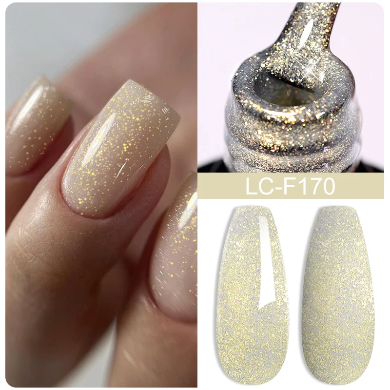 LILYCUTE 7ML Champagne Gold Glitter Gel Nail Polish 184 Colors Bright Colorful Sparking Manicure Nail Art UV Gel Polish Varnish