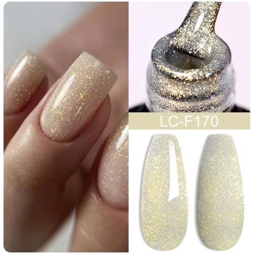 LILYCUTE 7ML champán dorado brillo Gel esmalte de uñas 184 colores brillante colorido brillante manicura uñas arte esmalte de uñas barniz de Gel UV