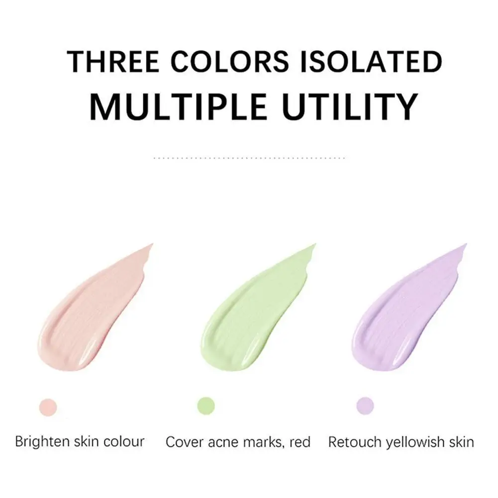 1X Three-Color Rainbow Isolation Cream Base Primer Concealer Oil Pore Moisturizing Lasting Shrink Control Brighten Conceale G8Y8