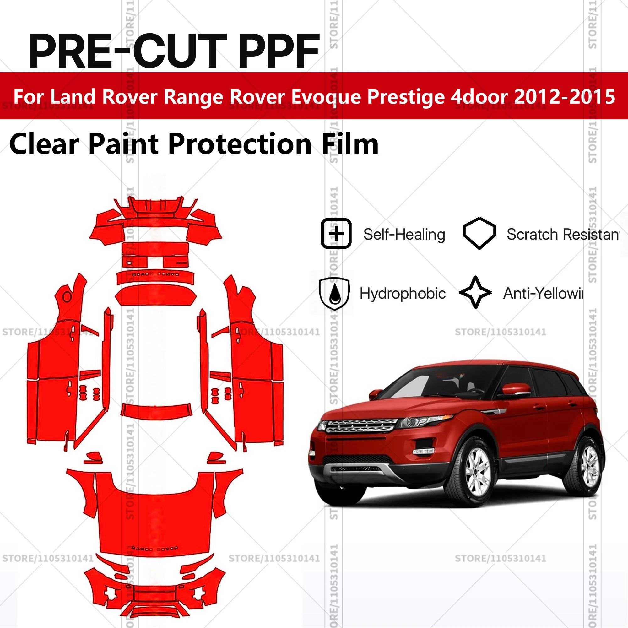 Pre-Cut Paint Protection Film PPF Transparent Car Film Automotive PPF For Land Rover Range Rover Evoque Prestige 4door 2012-2015