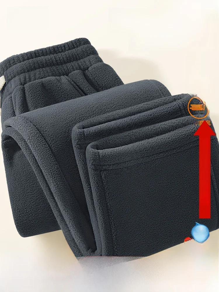 

Men's Fce Lined Loose Fit Thiened Winter Casual Pants Warm Straight Leg Trousers PBaund Color Youth Sle