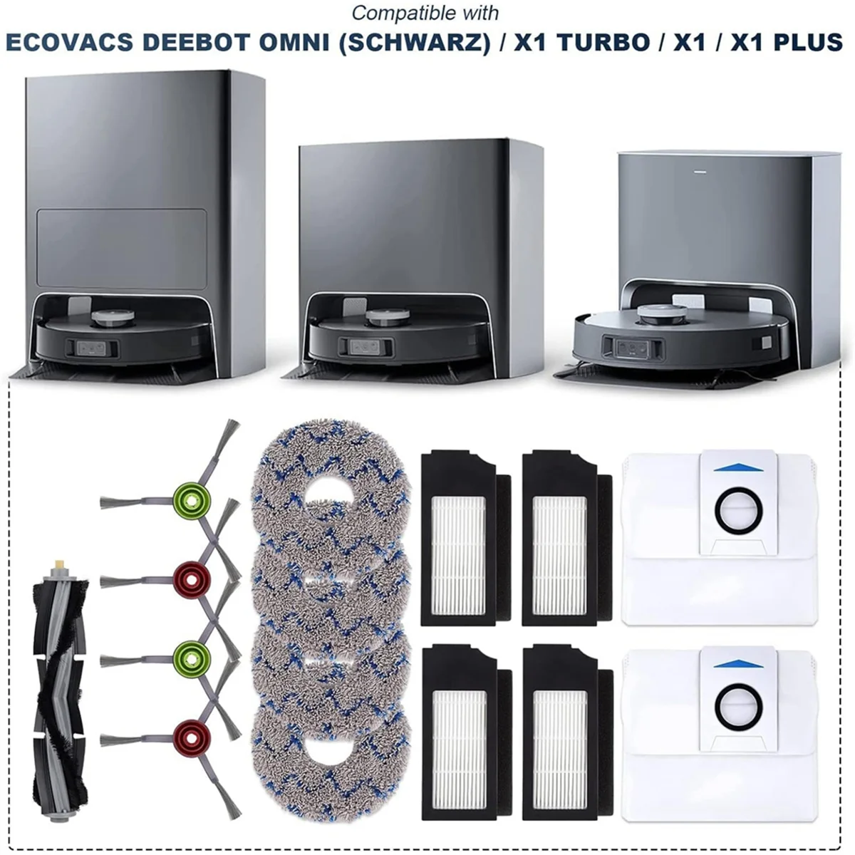 

N09R For ECOVACS DEEBOT X1 Omni Turbo T10 T20 Omni T20/T20 Max/T20 ProRobot Vacuum Cleaner Main Side Brush Filter Mop Bags