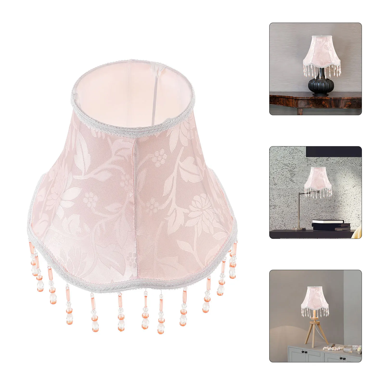 

Fabric Fringe Lamp Shade Vintage Design Decorative Lamp Cover Dust Protection for Bedroom Living Room Desk Table Lamps